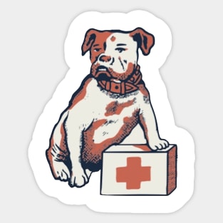 Bulldog on block with medical cross Sticker